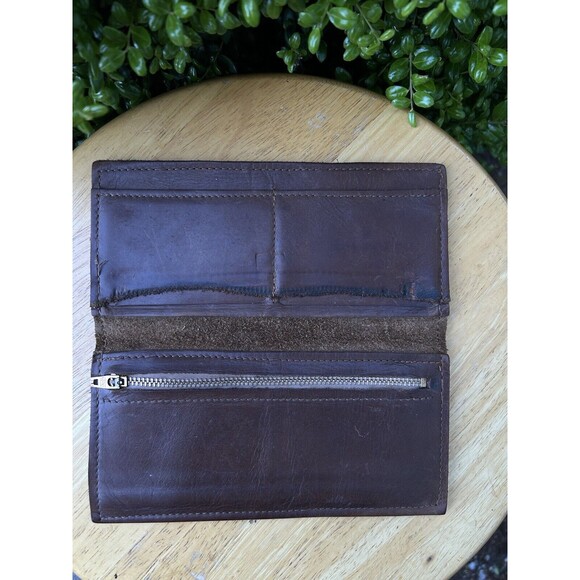 Vintage Leather Wallet Unisex Handmade Zipper Soft Brown Leather CC - Picture 2 of 3